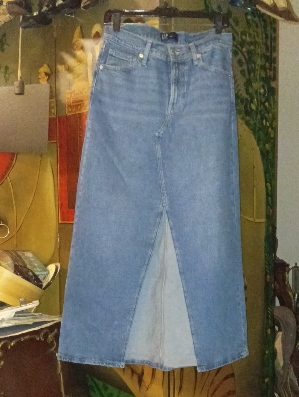 Vintage GAP Blue Denim Skirt with Front Button
